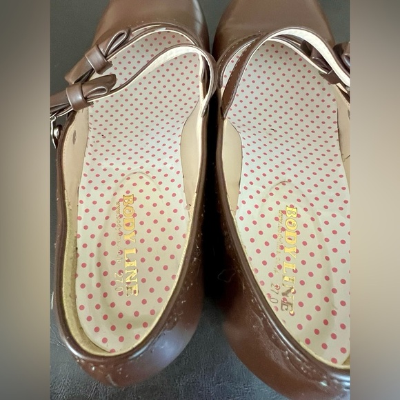 Body Line Japan Size 27 Brown Mary Jane Shoes w/ Double Straps & Bows - Picture 10 of 14